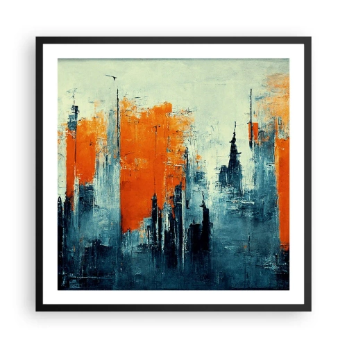 Affisch i svart ram - Modernt landskap - 60x60 cm