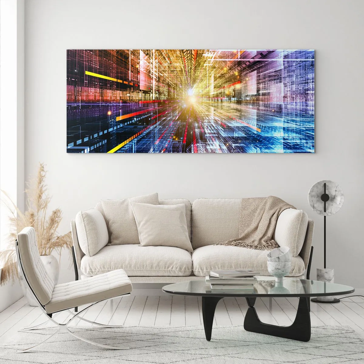 Glastavla - Bild på glas - Ljuskorridor - 160x50 cm