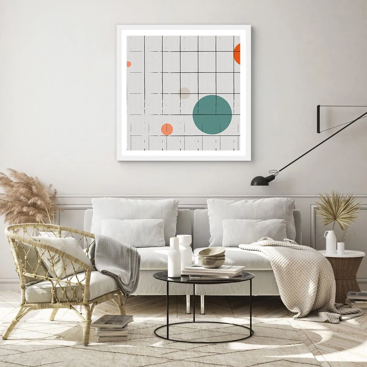 Affisch i vit ram - Fångade. Vi eller de? - 60x60 cm