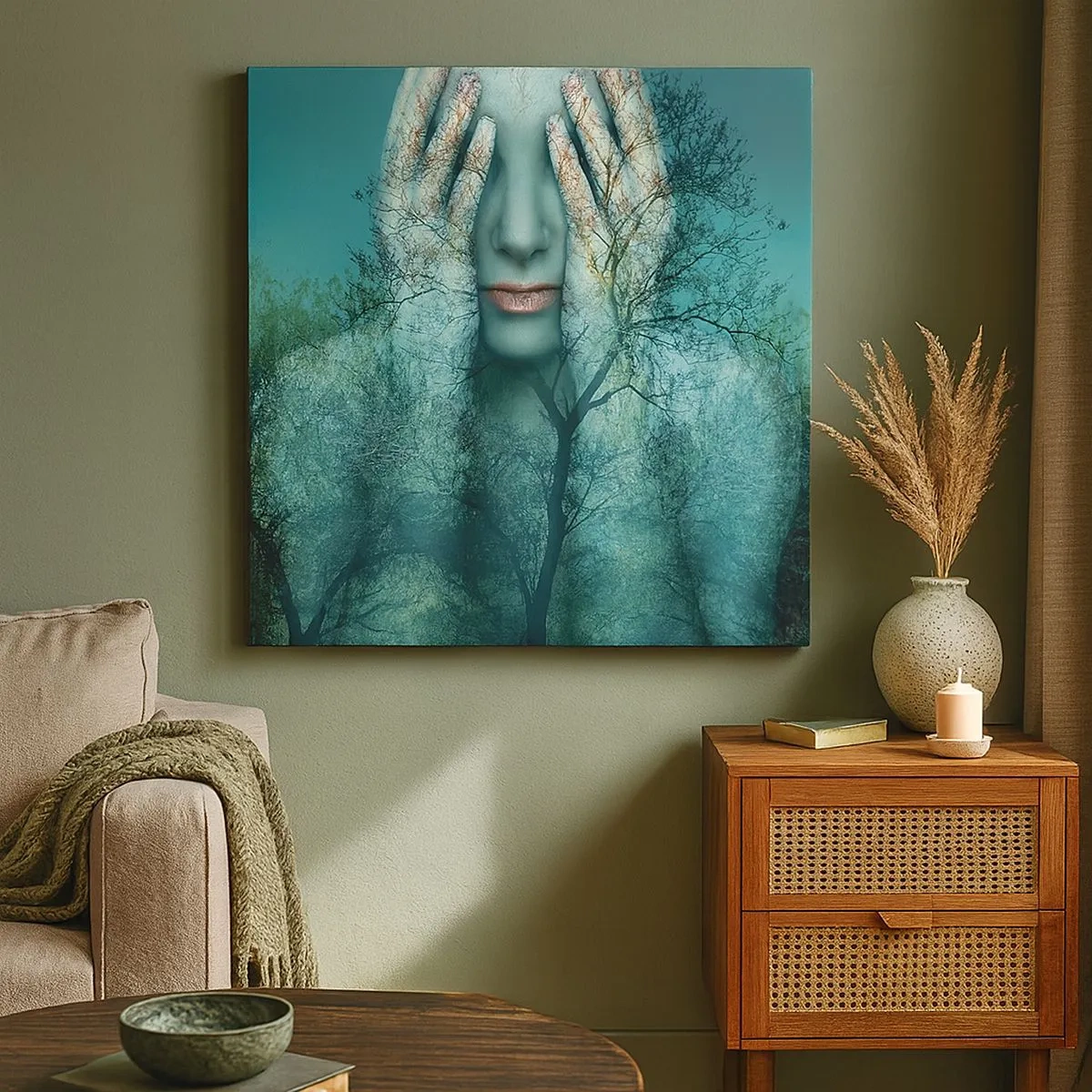 Canvastavla - Bild på duk - Doppad i blått - 30x30 cm