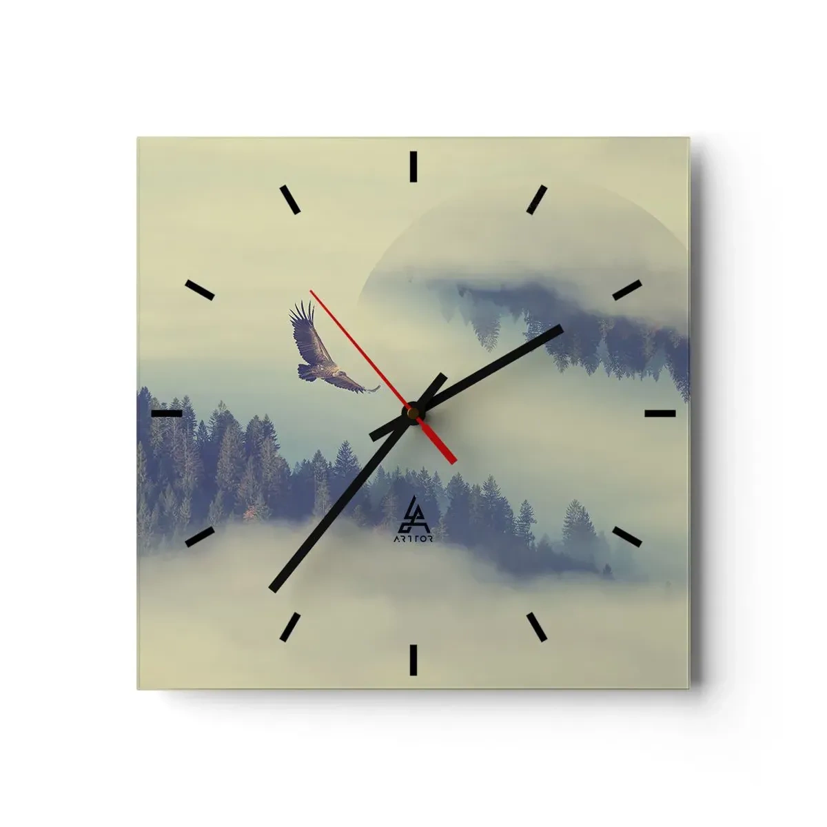 Väggklocka - Klocka på glas - Örnens skugga - 30x30 cm