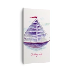 Canvastavla - Bild på duk - Fulla seglar och lugnt vatten - 65x120 cm