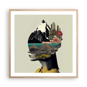 Affisch i ram av ljusek - Kvinnan - alltid ett mysterium - 60x60 cm