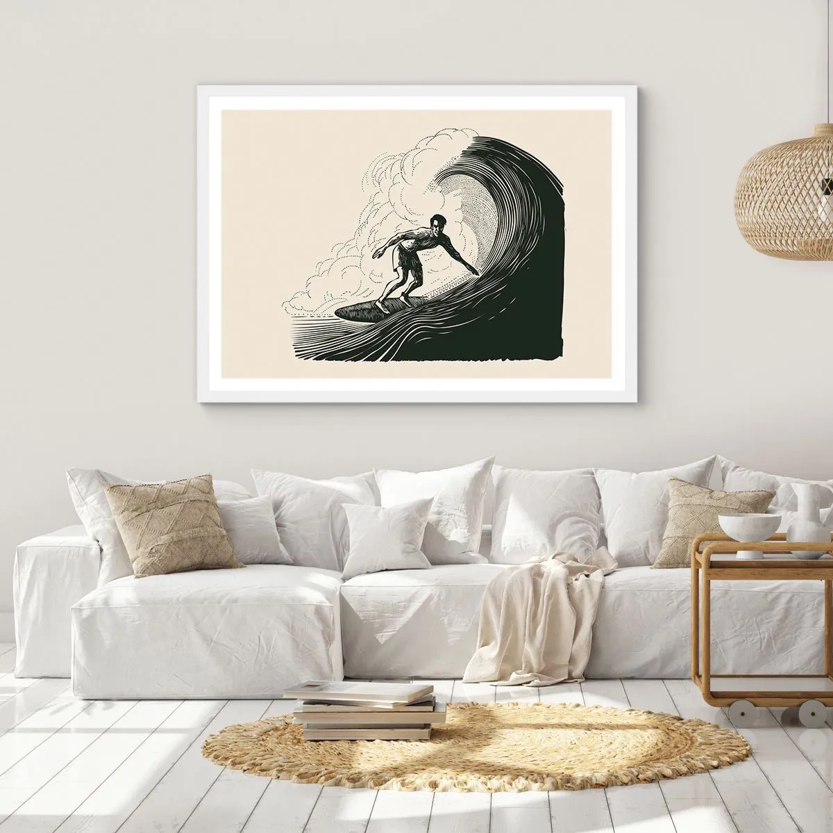 Affisch i vit ram - Vågens kung - 70x50 cm