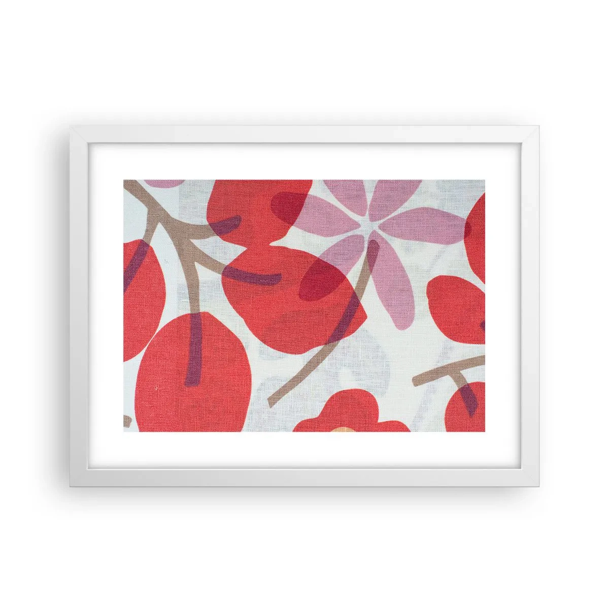 Affisch i vit ram - Blomsterkomposition i rosa - 40x30 cm