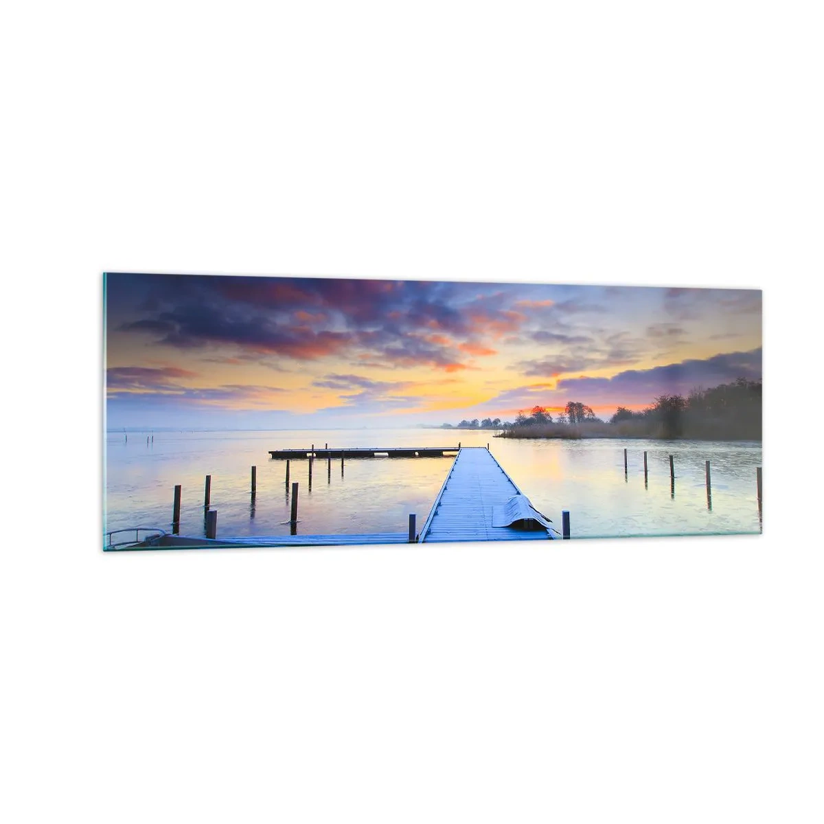 Glastavla - Bild på glas - Violet-guld ro - 140x50 cm