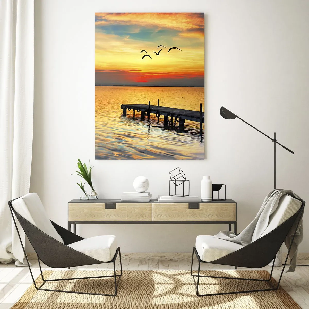 Glastavla - Bild på glas - Kvällens returer - 50x70 cm