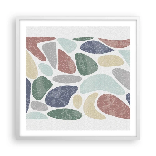 Affisch i vit ram - Mosaik av pulveriserade färger - 60x60 cm