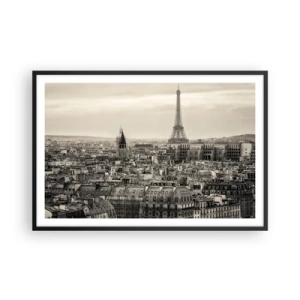 Affisch i svart ram - Över Paris tak - 91x61 cm