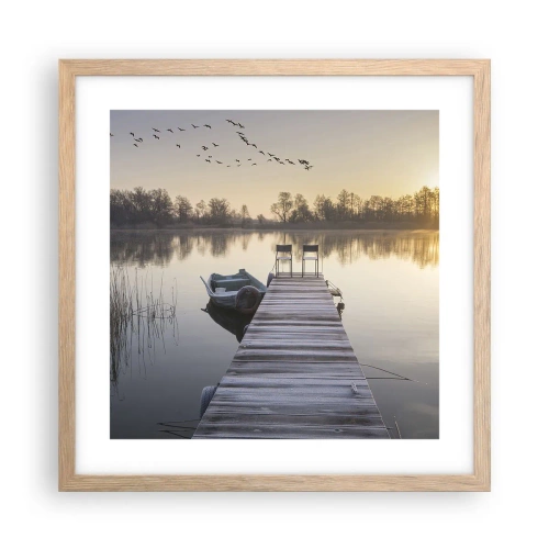 Affisch i ram av ljusek - Kommer tillbaka om en viss tid - 40x40 cm