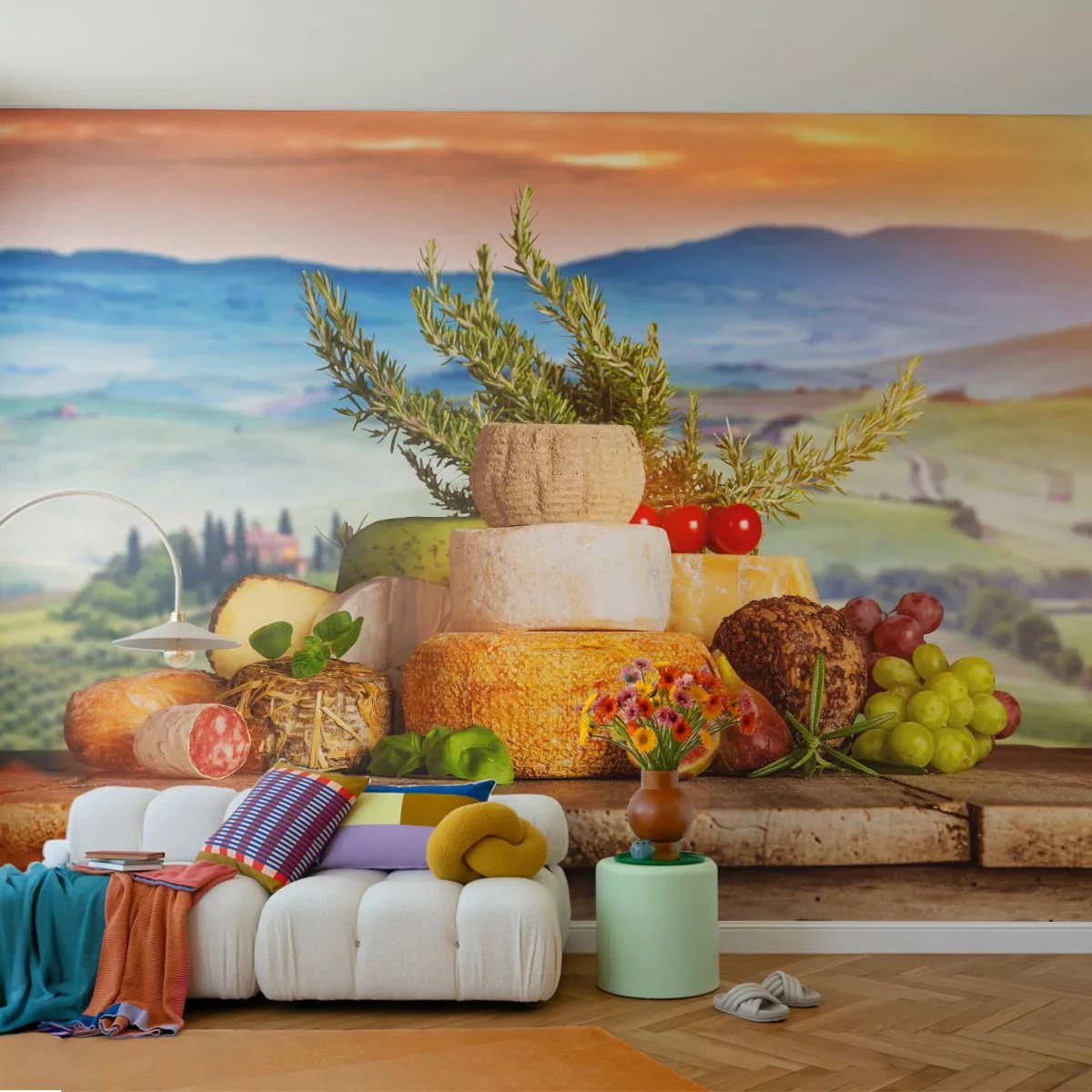 Fototapet på mått Premium Canvas - Italiensk livsglädje - Toscana, Landskap, Läckra ostar