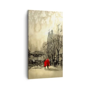 Canvastavla - Bild på duk - Träff i London-dimman  - 45x80 cm