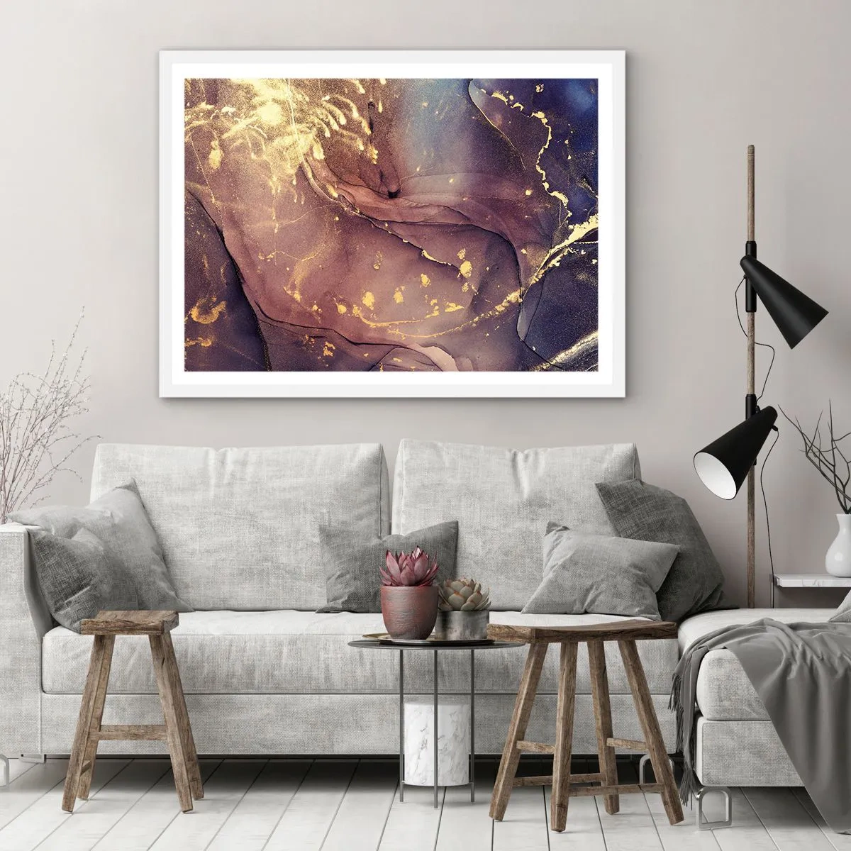 Affisch i vit ram - Materia och ande - 70x50 cm