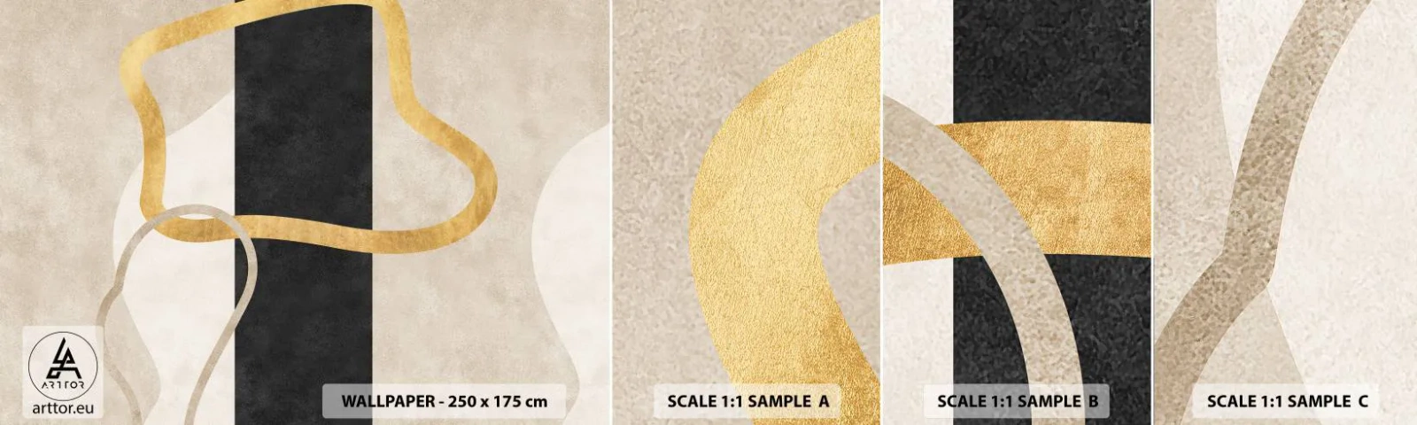 Provbit av självhäftande fototapet Deluxe Sticker - Slingrande former - Art déco, Minimalism, Abstraktionism - 100x30 cm