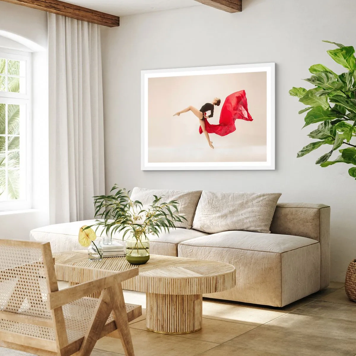 Affisch i vit ram - Röd och svart - 50x40 cm