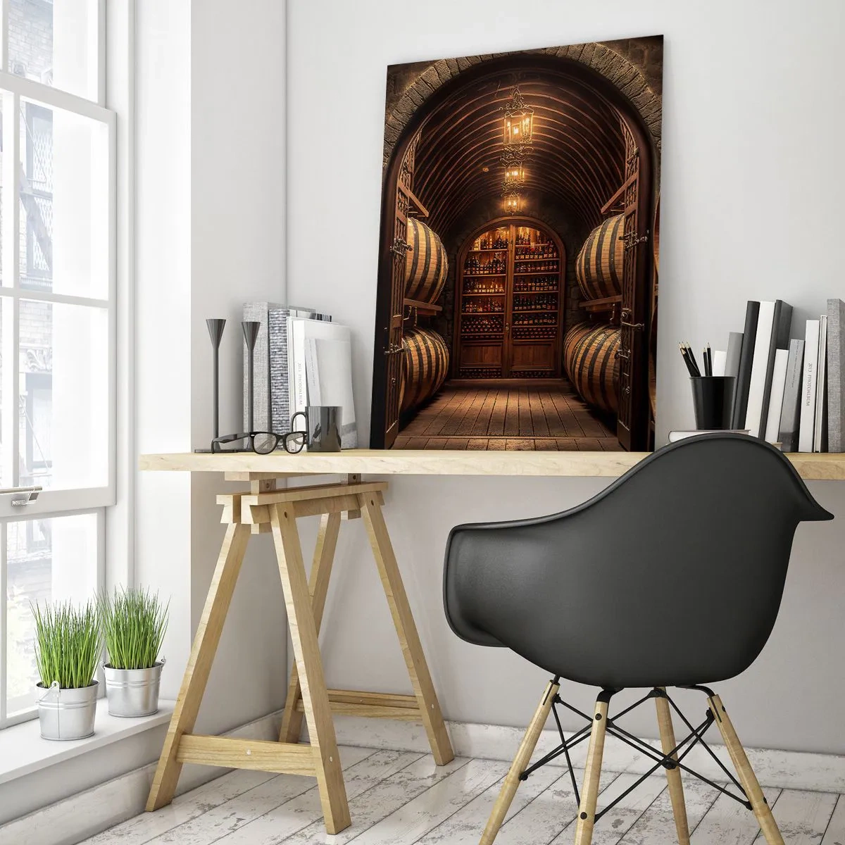 Glastavla - Bild på glas - Stämningsfull källare - 50x70 cm