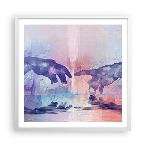 Affisch i vit ram - Den gudomliga gnistan av liv - 60x60 cm