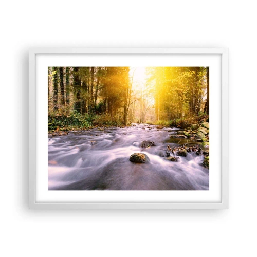 Affisch i vit ram - Malakit i silver-guld infattning - 50x40 cm