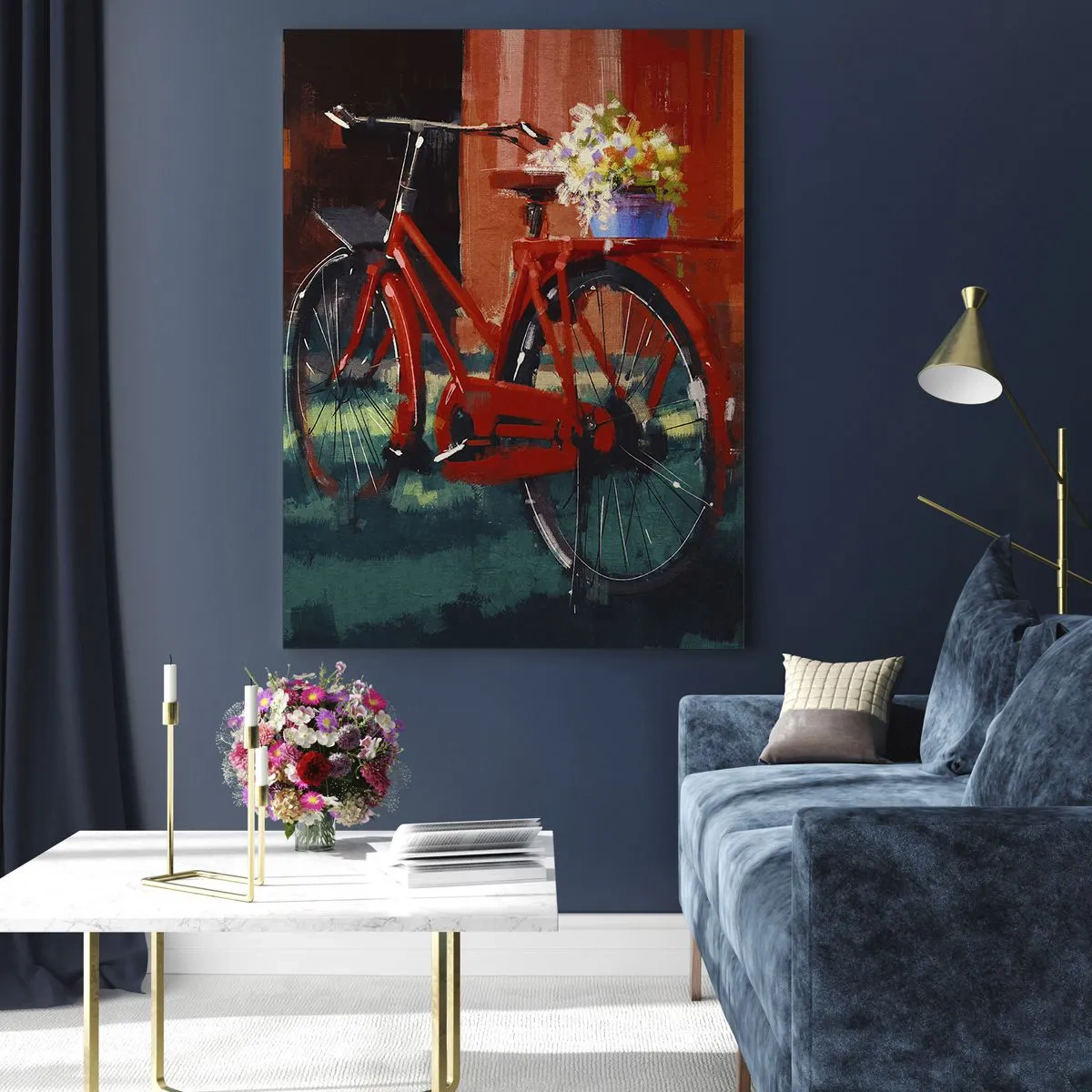 Glastavla - Bild på glas - I want to ride my bicycle - 50x70 cm