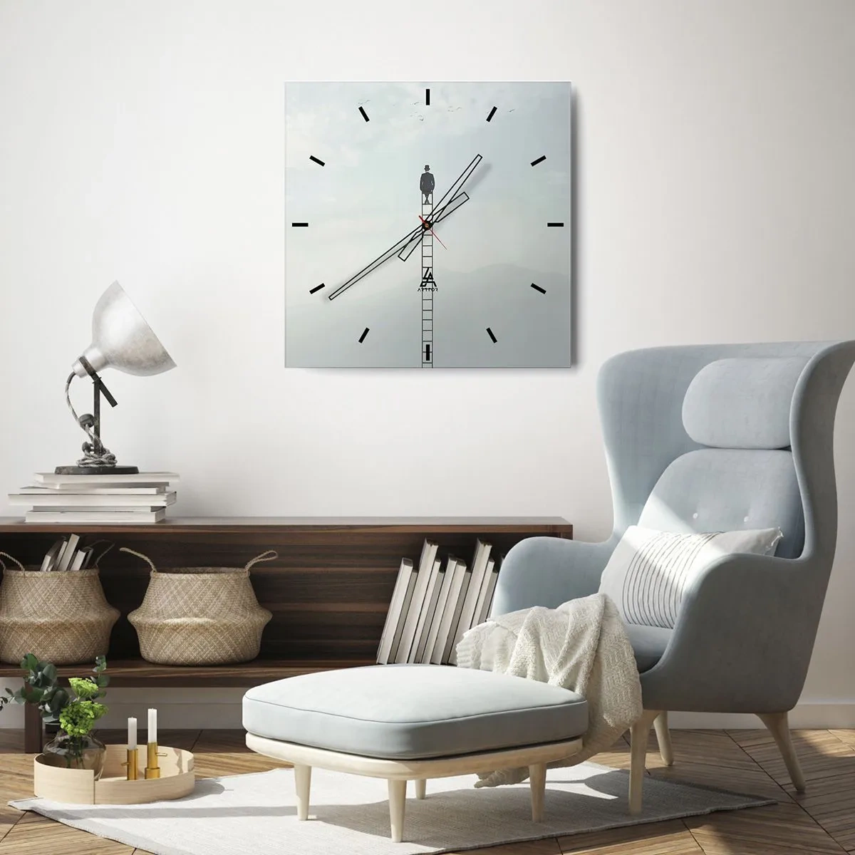 Väggklocka - Klocka på glas - Var över det - 40x40 cm