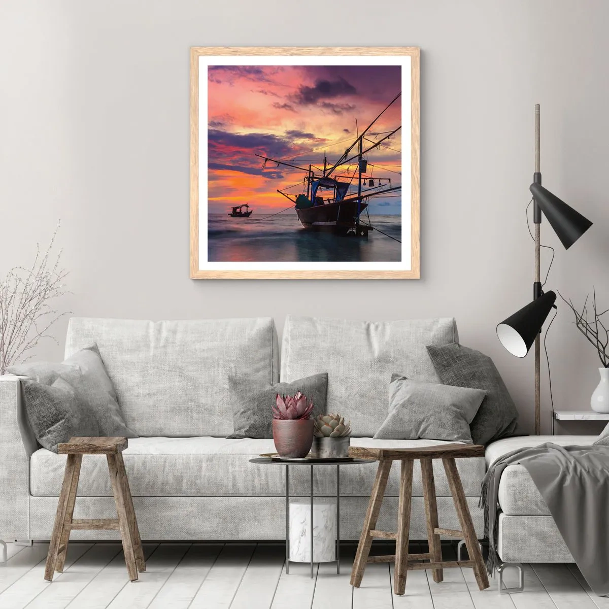 Affisch i ram av ljusek - Exotisk kväll - 40x40 cm