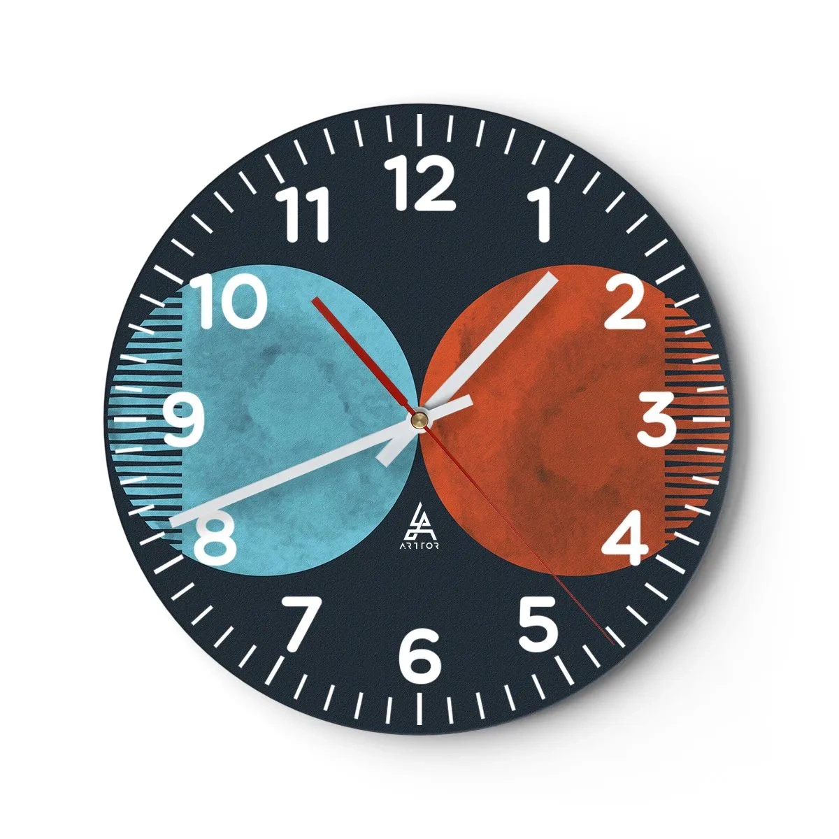 Väggklocka - Klocka på glas - Endast geometri? - 40x40 cm