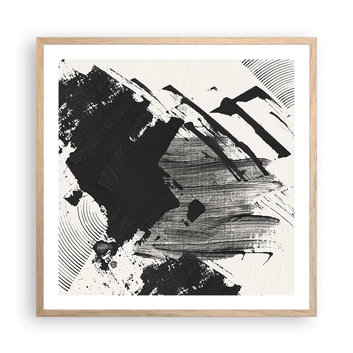 Affisch i ram av ljusek - Abstraktion - uttrycket av svart - 60x60 cm