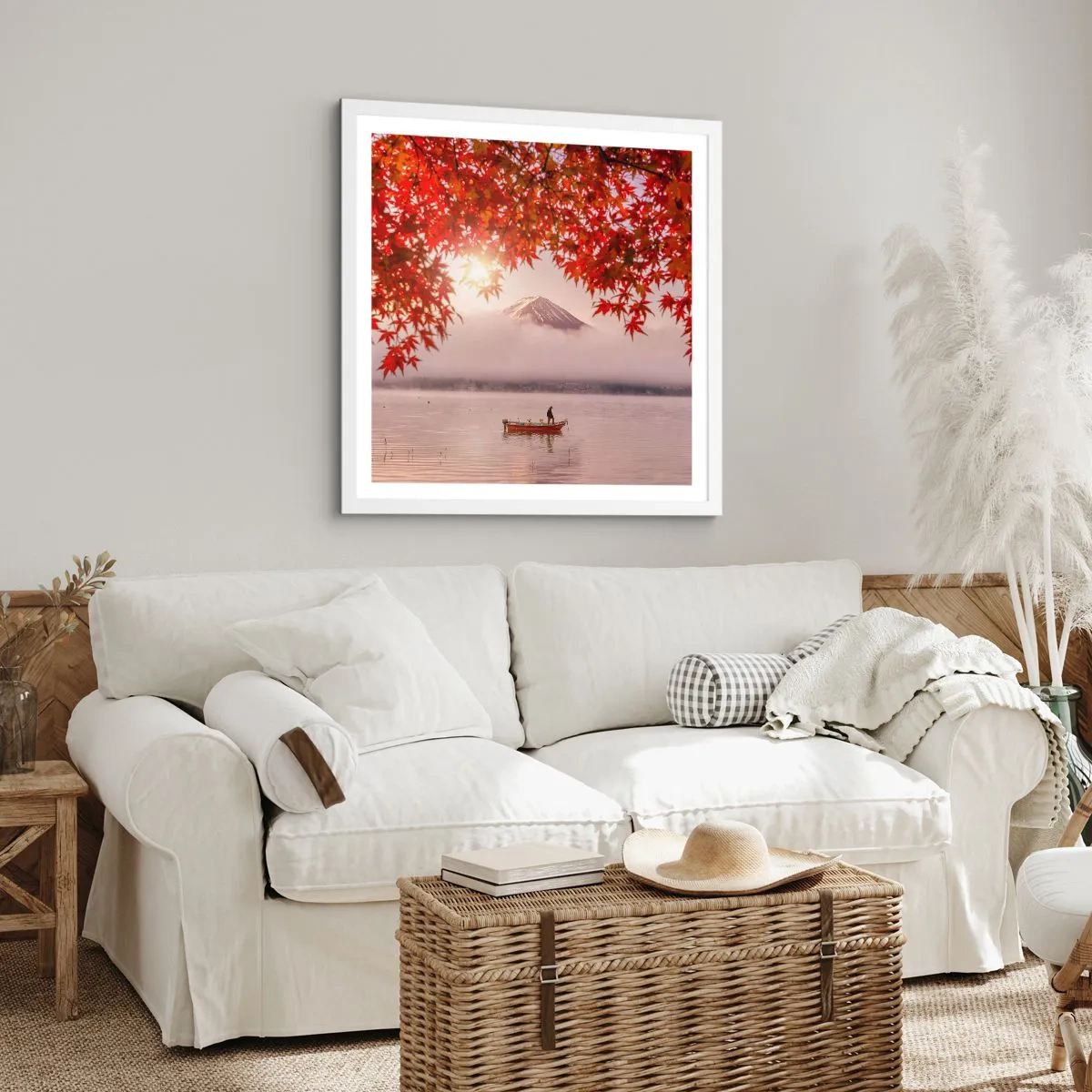 Affisch i vit ram - I japansk stämning - 60x60 cm