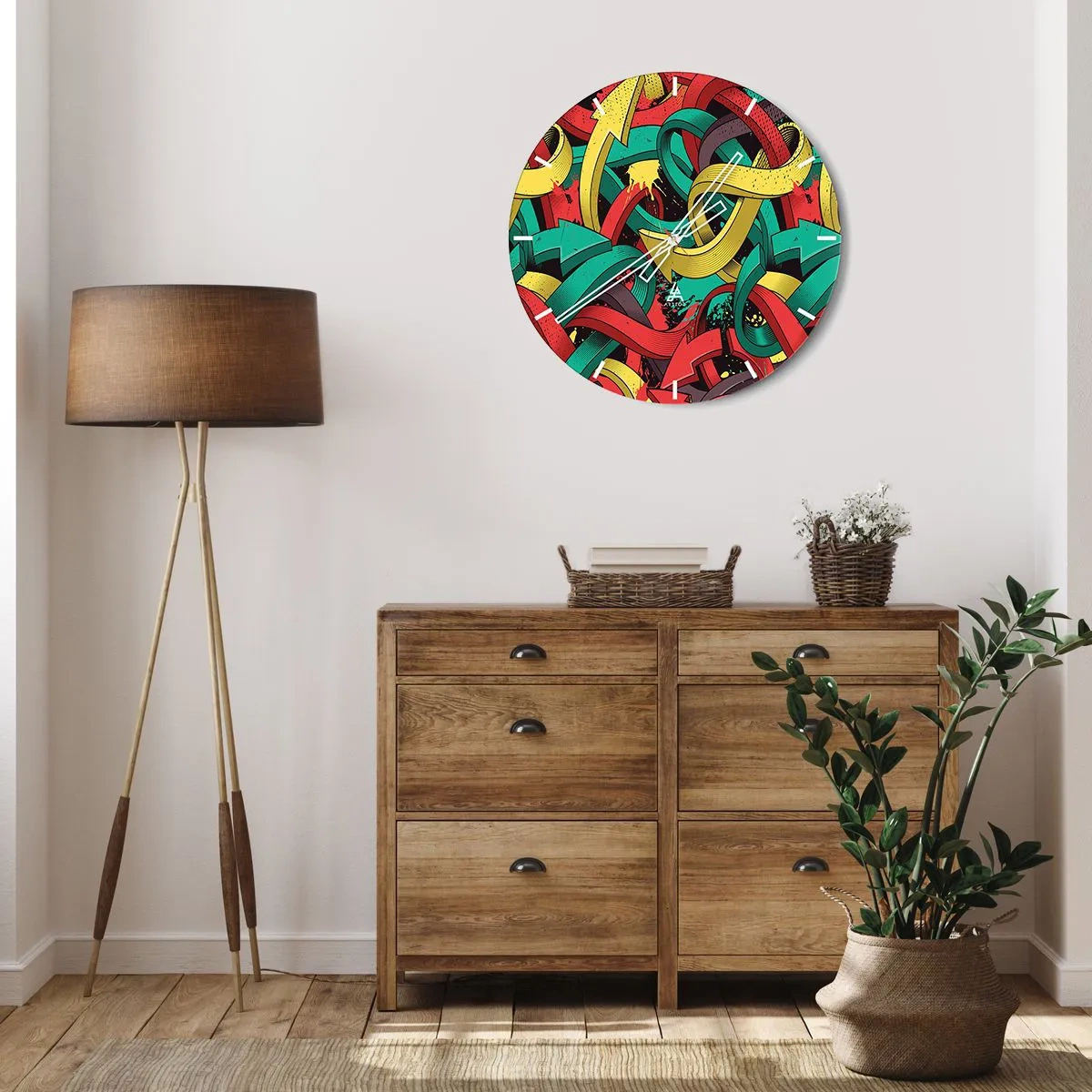Väggklocka - Klocka på glas - Vilken väg till målet? - 40x40 cm