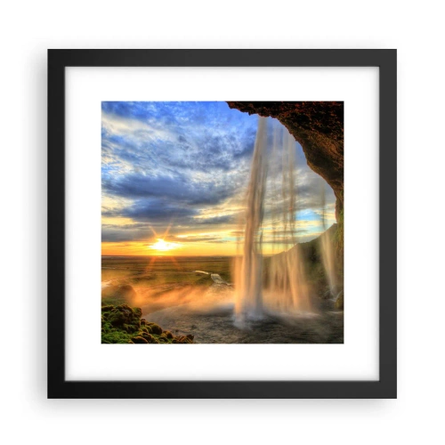 Affisch i svart ram - Världen bakom ridå av droppar - 30x30 cm