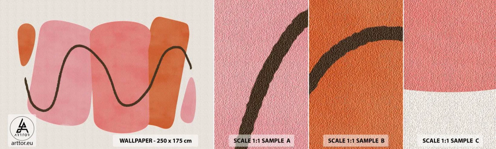 Fototapet Prov Standard Eco - Formernas mjuka rörelse - Abstraktion, Minimalism, Pastell - 100x30 cm