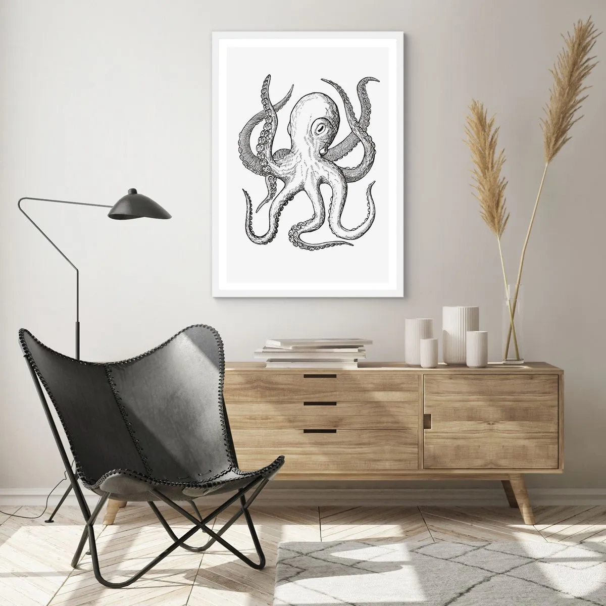Affisch i vit ram - Dansar med vågorna - 70x100 cm