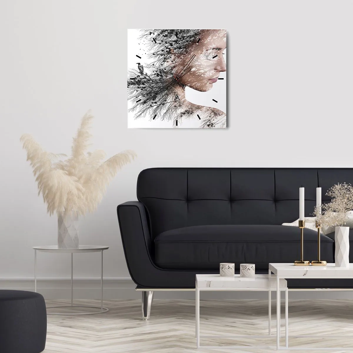 Väggklocka - Klocka på glas - Skogens ande - 30x30 cm