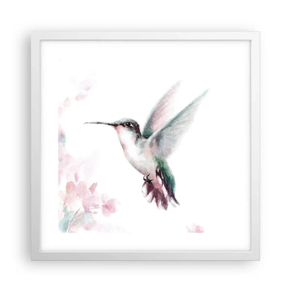 Affisch i vit ram - Fångad flaxande - 40x40 cm