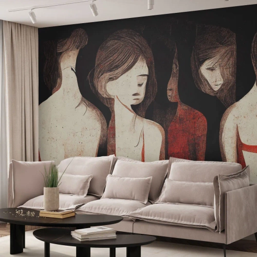 Fototapet Premium Canvas - Madonnor av mörker - Kvinnor, Bit, Sorg - 450x315 cm