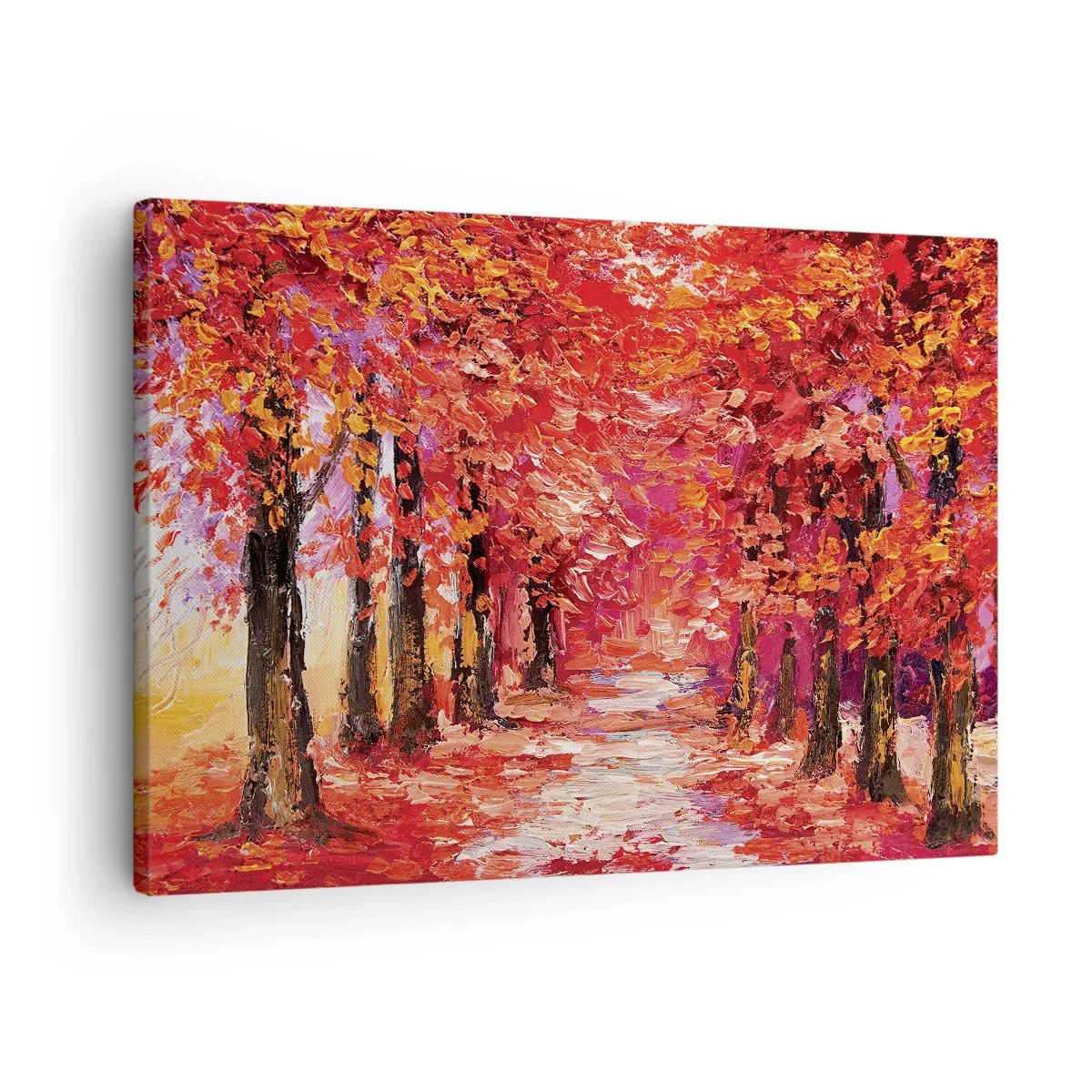 Canvastavla - Bild på duk - En pittoresk gränd i höstfärger i impressionistisk stil - 70x50cm - Höstimpresion - Modern väggdekoration för vardagsrum och sovrum ARTTOR