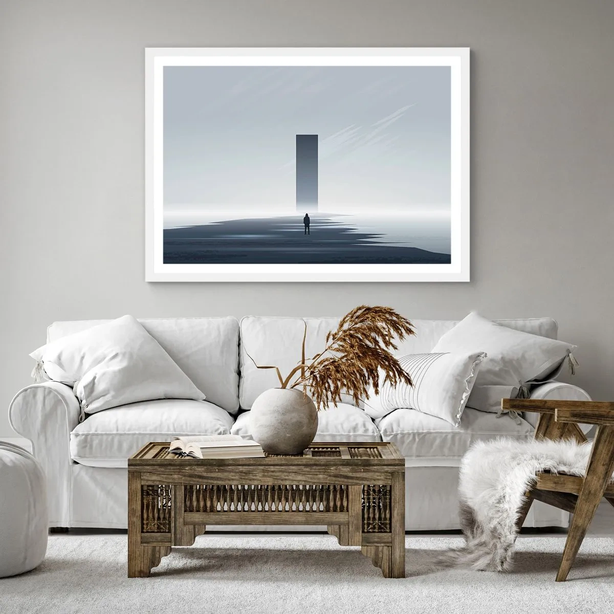 Affisch i vit ram - Möjlighet eller hot? - 60x60 cm