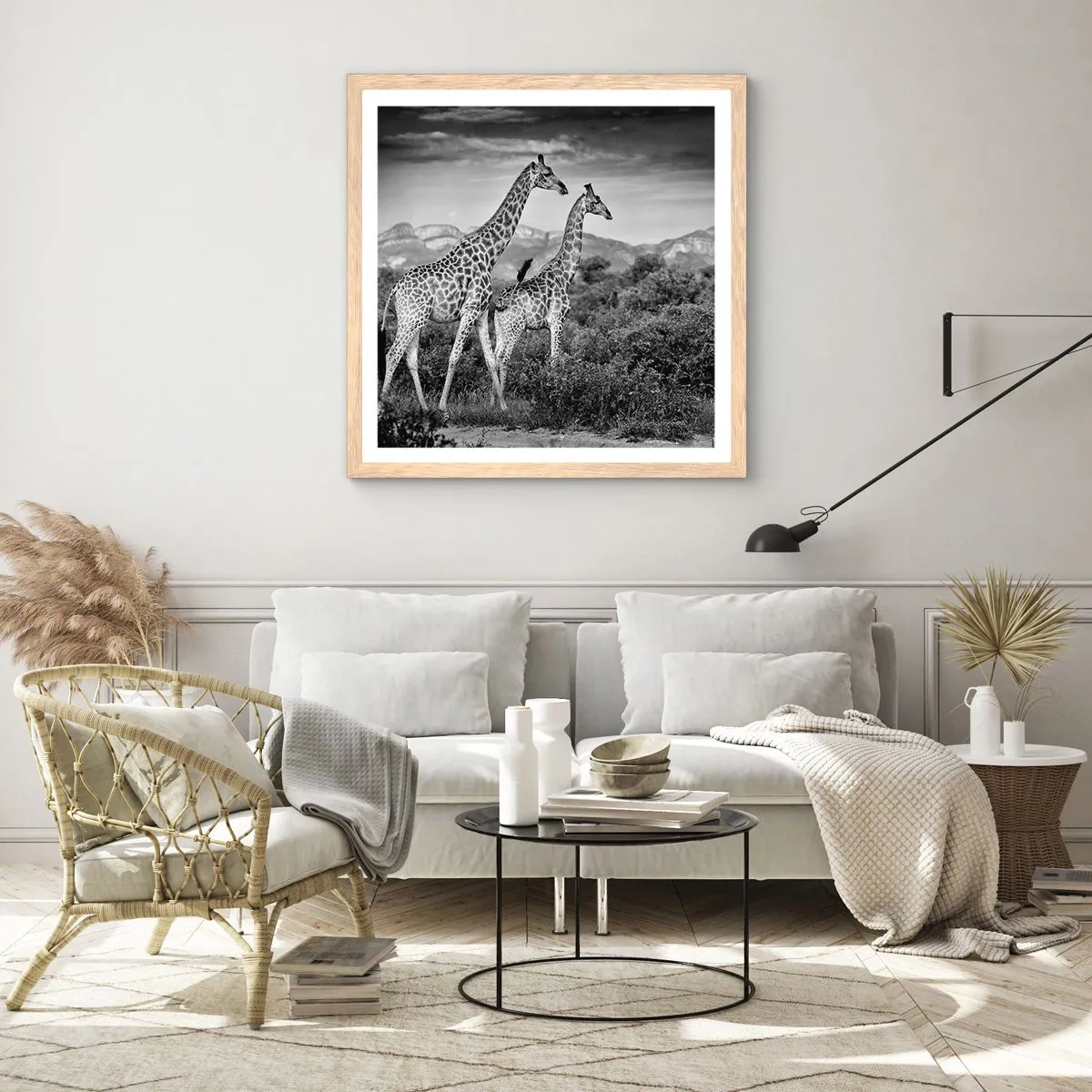 Affisch i ram av ljusek - Högre klasser i Afrika - 60x60 cm