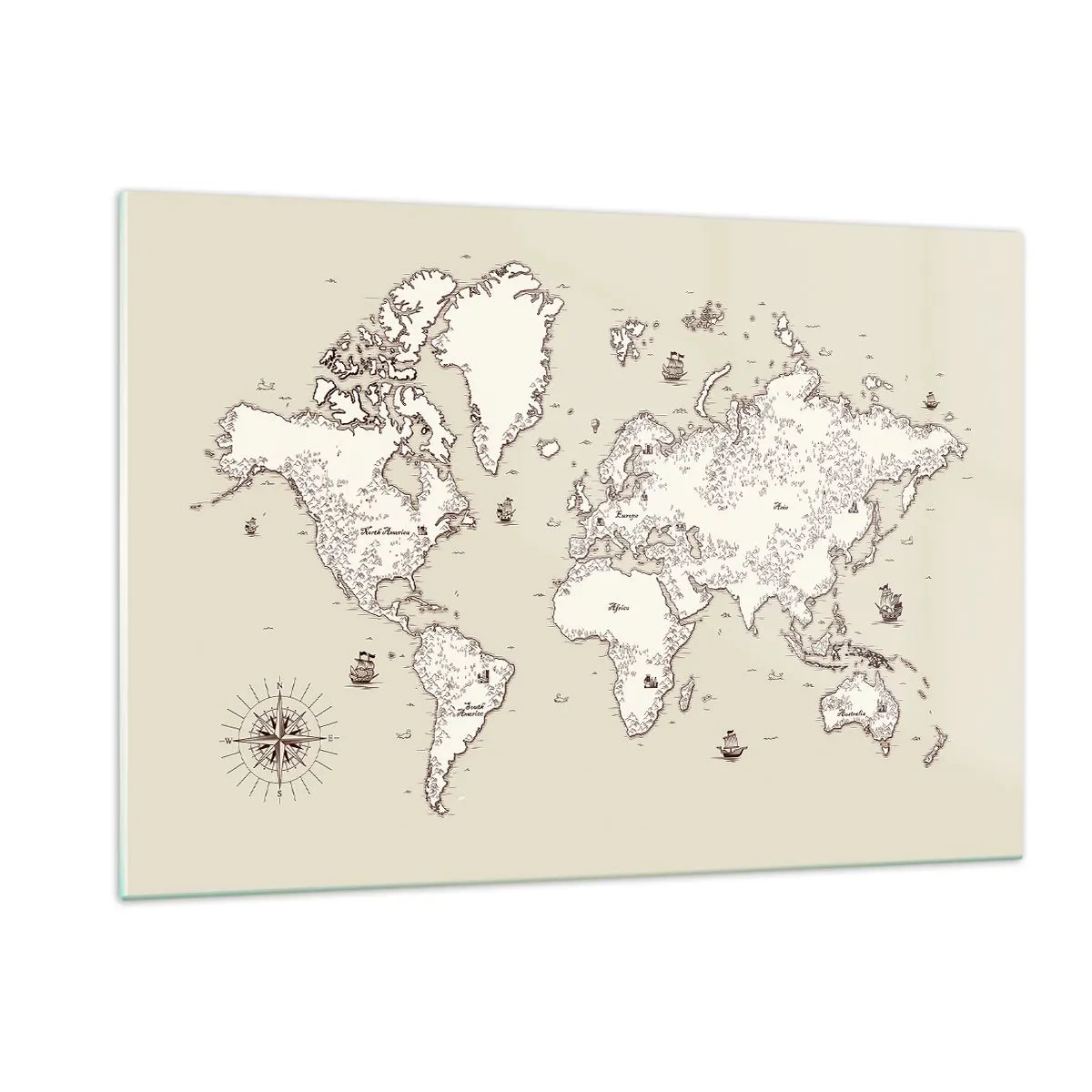 Glastavla - Bild på glas - Världen runt - 120x80 cm