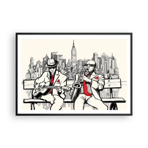 Affisch i svart ram - New Yorks improvisation - 100x70 cm