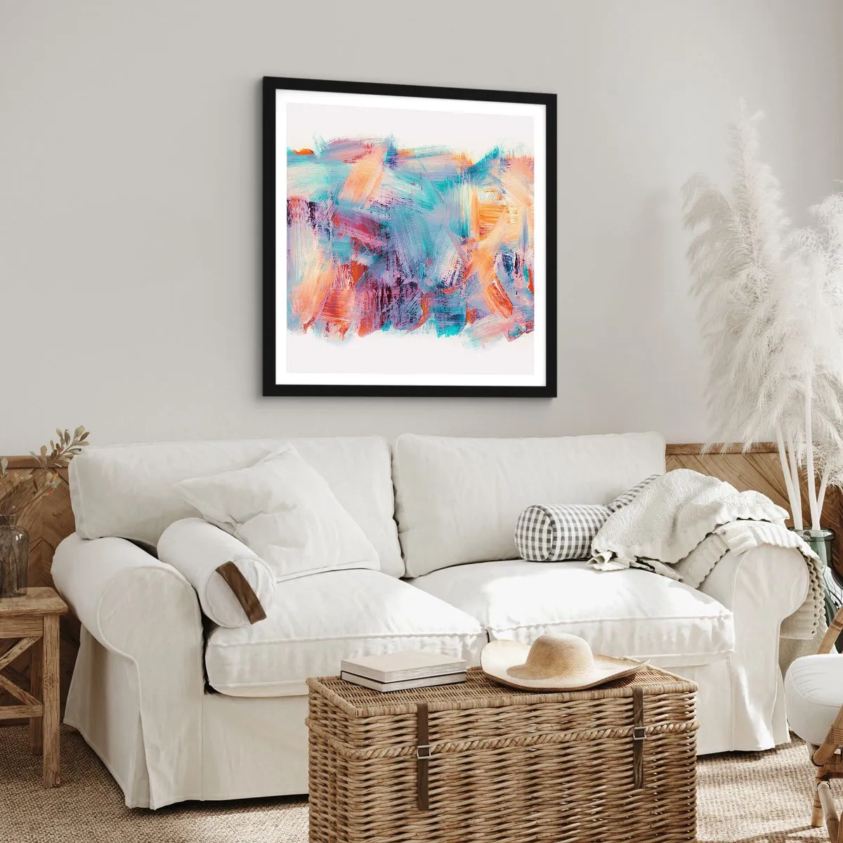 Affisch i svart ram - Färgglad röra - 60x60 cm