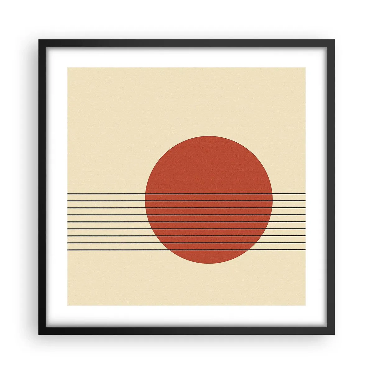 Affisch i svart ram - Cirkel och linjer - 50x50 cm