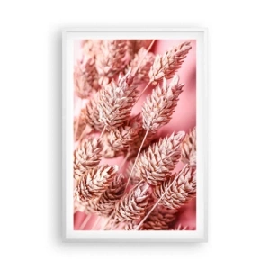 Affisch i vit ram - Blomkaskad i rosa - 61x91 cm