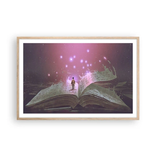 Affisch i ram av ljusek - Inbjudan till en annan värld - läs! - 91x61 cm
