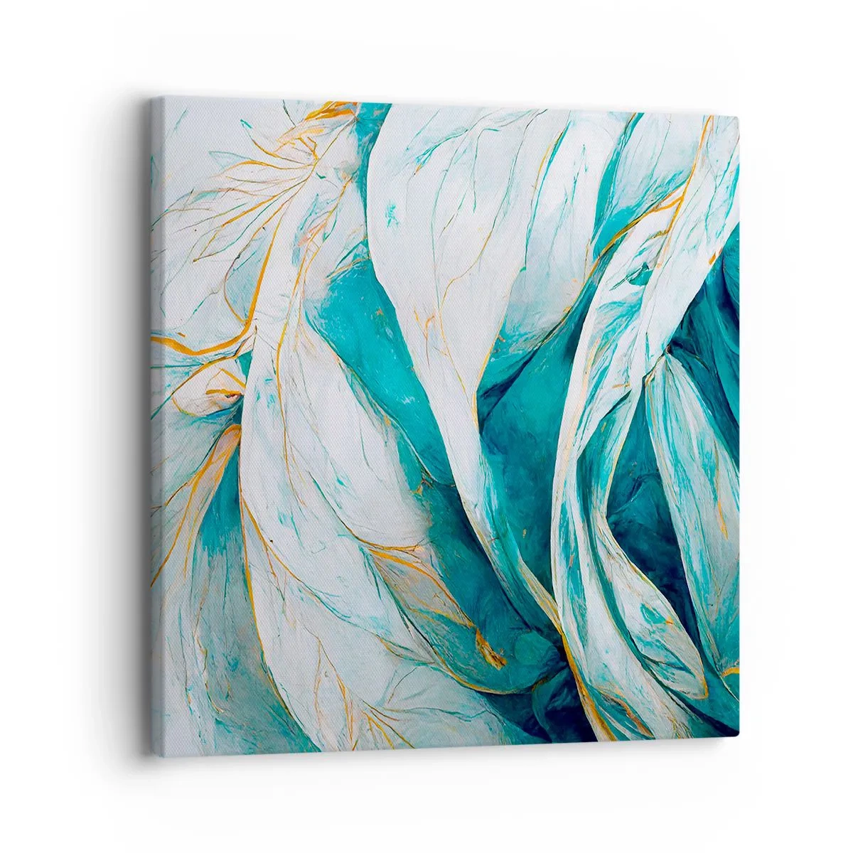 Canvastavla - Bild på duk - Blå abstraktion med guldmotiv - 30x30 cm