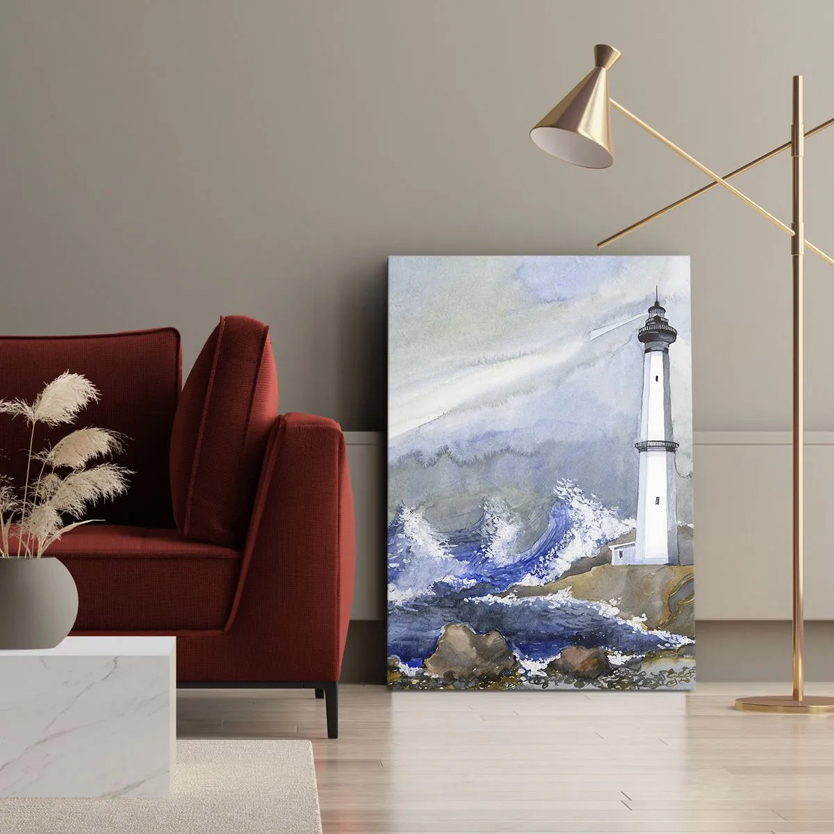 Canvastavla - Bild på duk - Mot mörkret och stormen - 70x100 cm