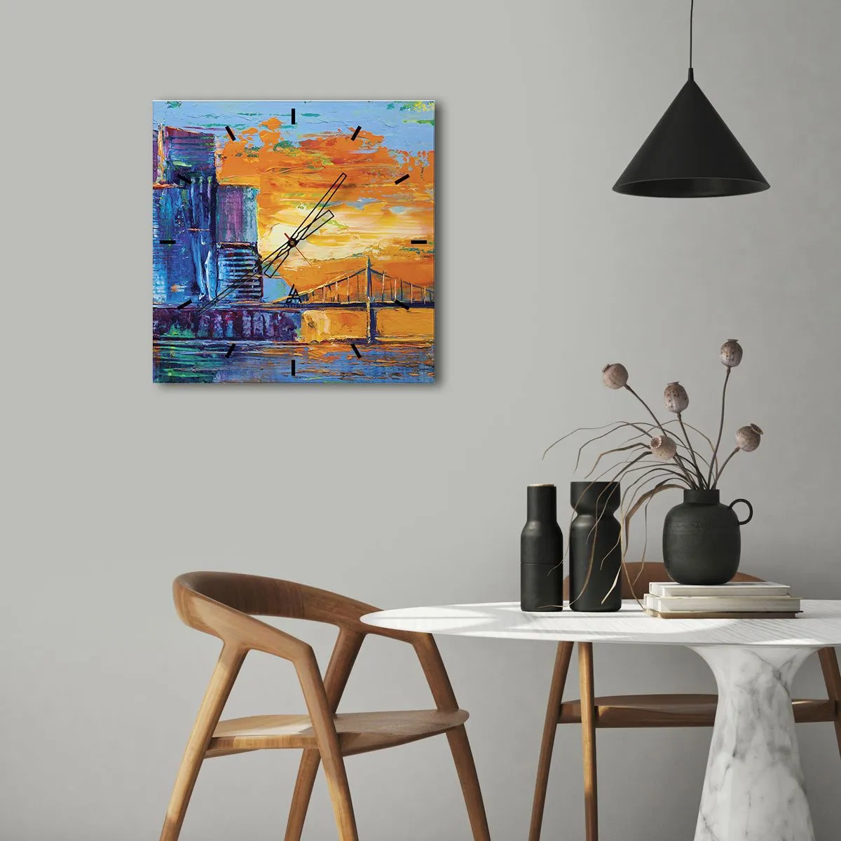 Väggklocka - Klocka på glas - Kultur och natur - 40x40 cm