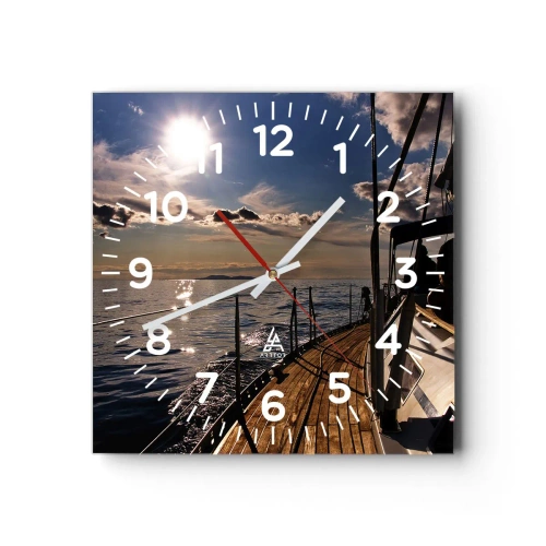 Väggklocka - Klocka på glas - Under seglen mot solen - 40x40 cm