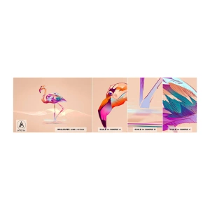 Provbit av självhäftande fototapet Deluxe Sticker - Goda emotioners fågel - Flamingo, Fågel, Abstraktion - 100x30 cm