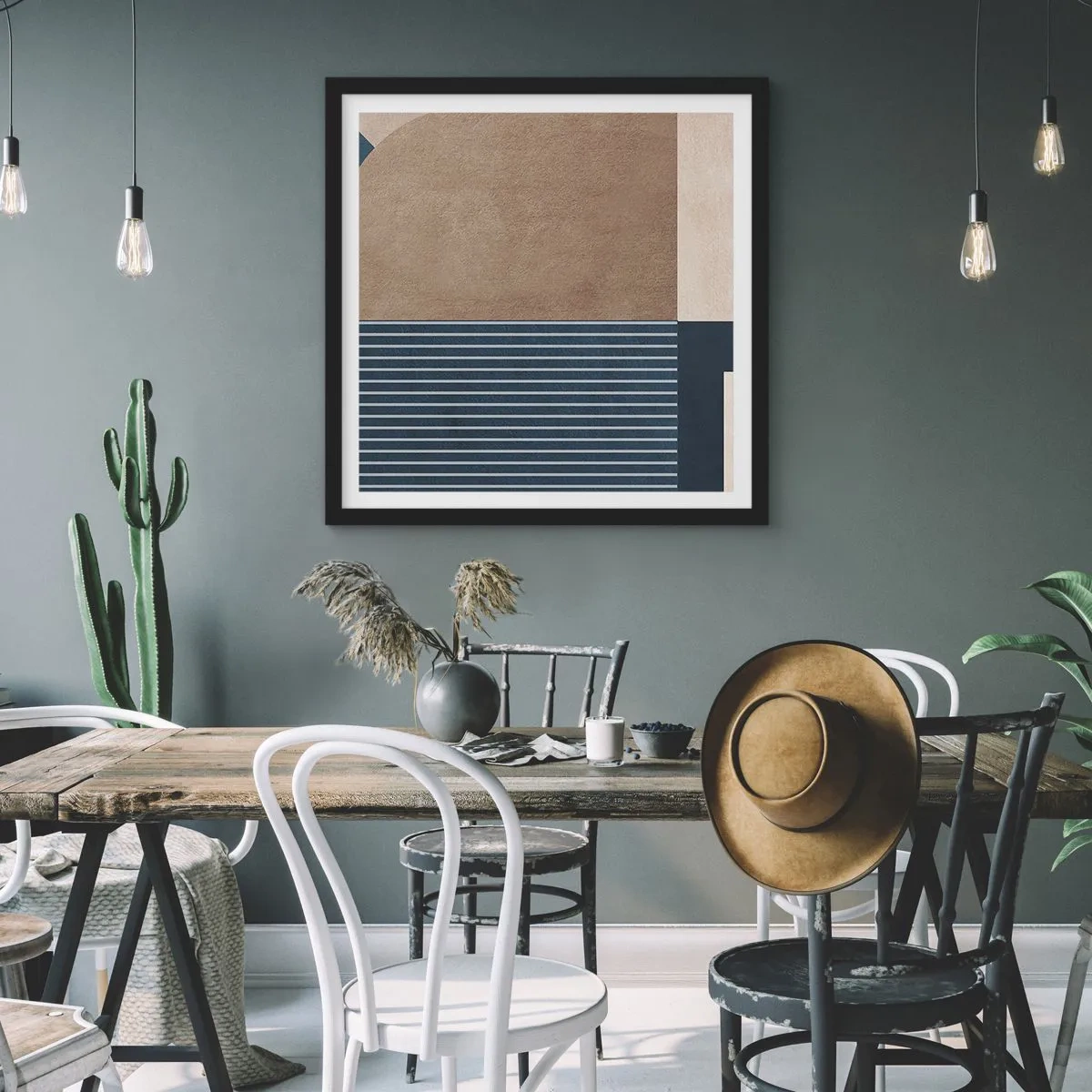 Affisch i svart ram - Komposition av enkelhet och rundhet - 50x50 cm